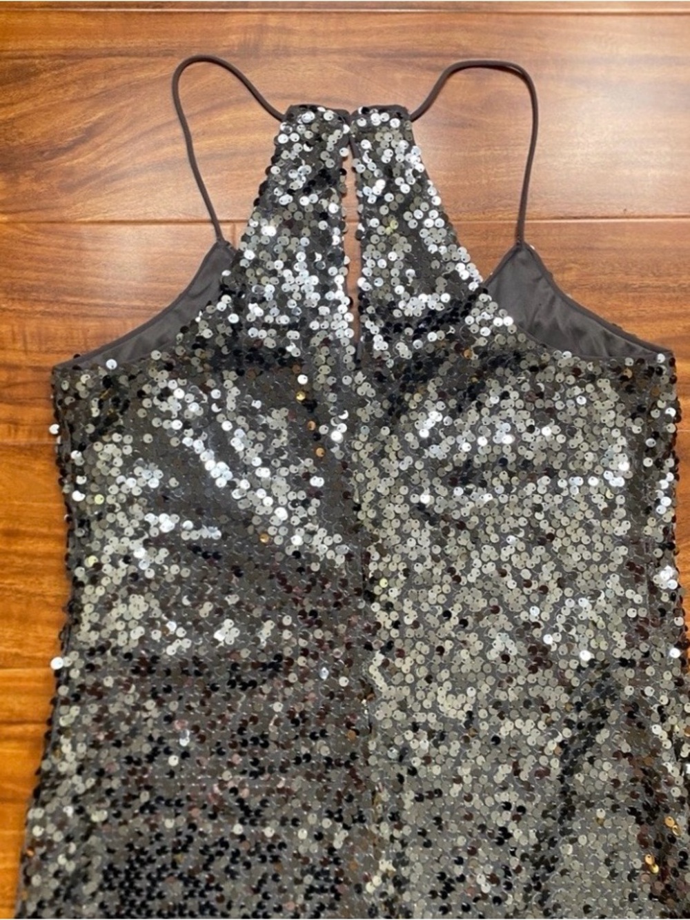 Express Women's Gray Sequins Racerback Mini Dress Size XS Party Maximalist Girly - Picture 5 of 13